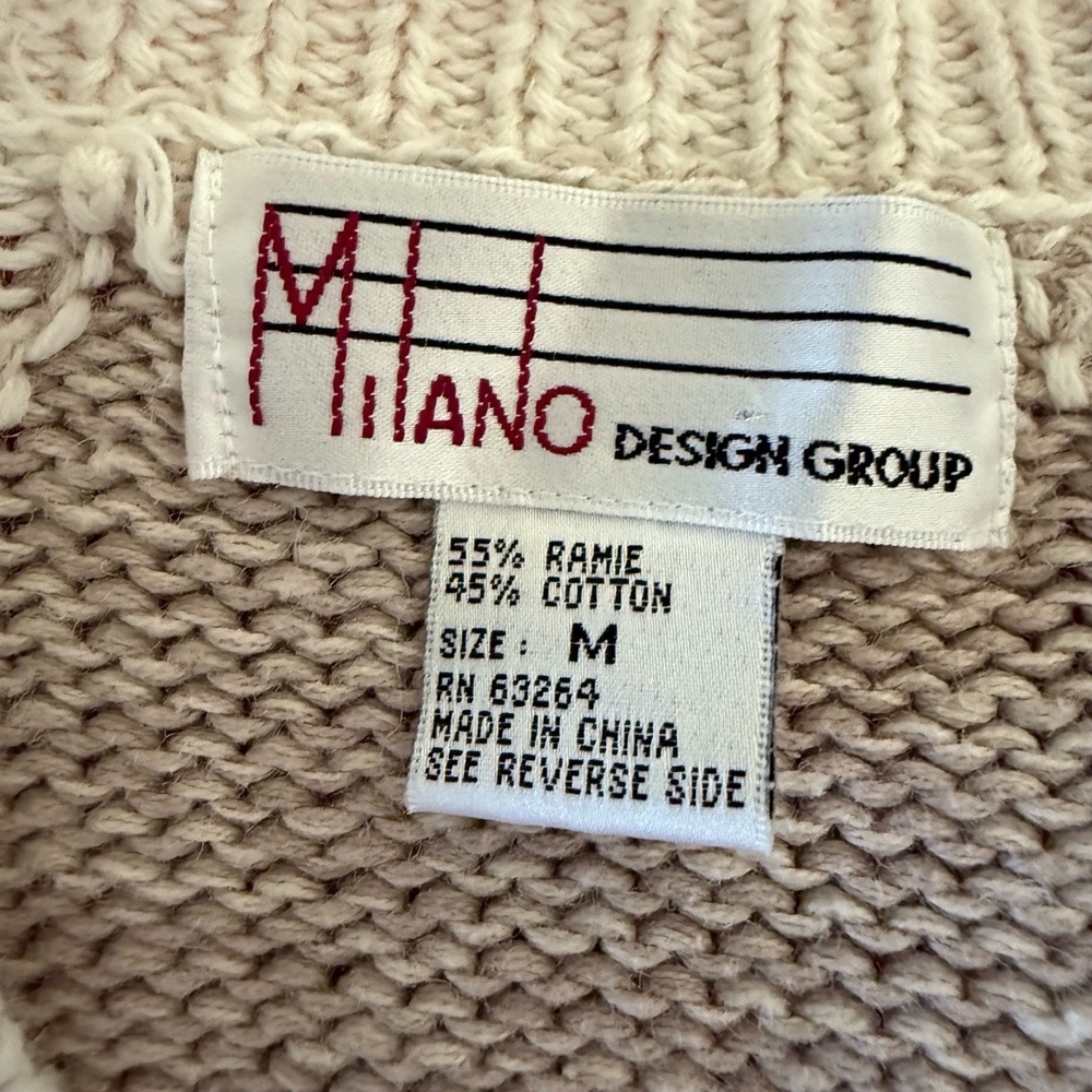 MILANO DESIGN GROUP Cardigan Womens Size M Argyle Floral Button Front Vintage - Picture 2 of 10